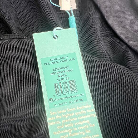 Sea Level Black Bikini Bottoms Sz 6 Essential Neutral Basic Mid Rise Swim Bottom - Picture 3 of 5